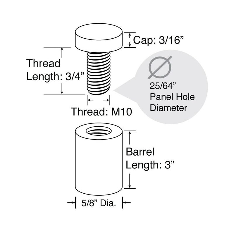 OUTWATER Stainless Steel Standoff 5/8 Inch Diameter x 3 Inch Barrel Length Brushed Finish for PVC, Glass and Acrylic Sign Stand Off Wall Anchors and Screws 4 Piece Pack for Heavy Signs - Image 2
